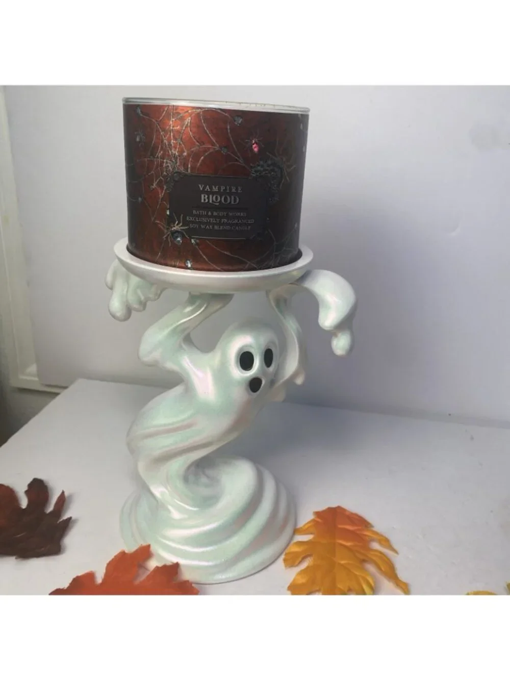 NEW Drippy Ghost Pedestal Candle Holder Bath & Body Works 2026 Halloween Decor